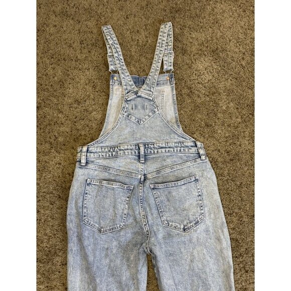 OLD NAVY Denim Acid Wash Overalls Straight Leg Workwear Y2K 90s Retro Casual 6 - Picture 7 of 12